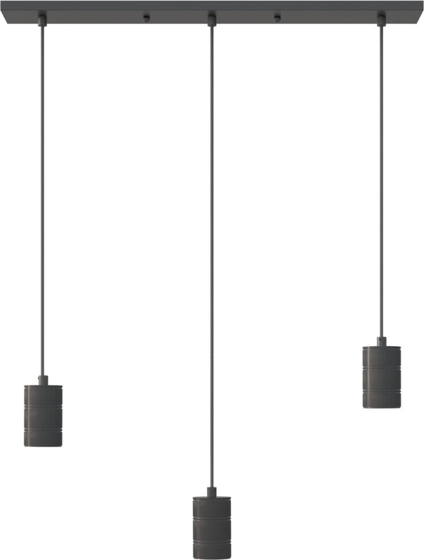 Calex retro plafondlamp - 3x e27 - hanglamp industrieel - 10 x 70 cm pendellamp - zwart