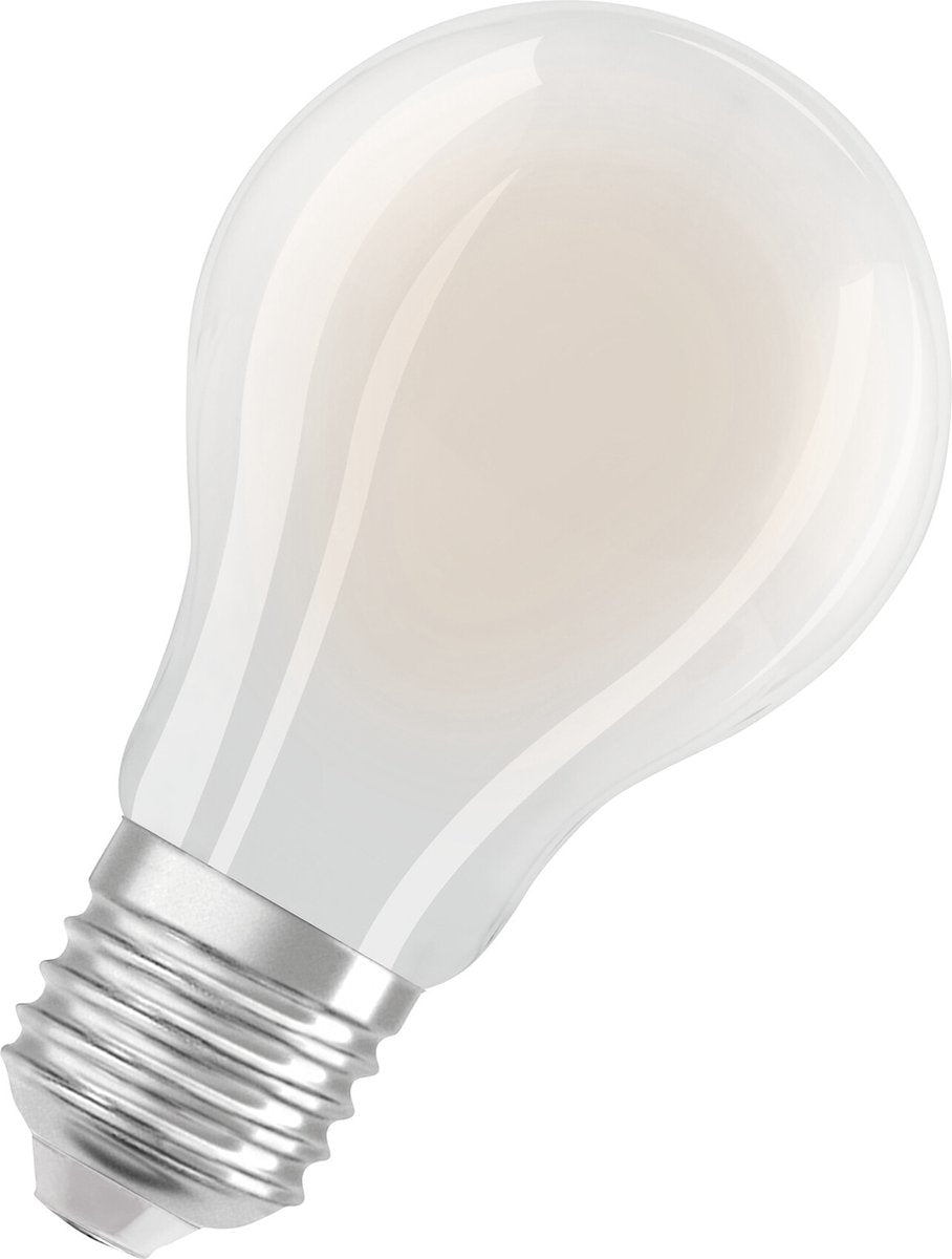 Osram energy class led-lamp in klassieke gloeilampvorm, 7,2 w 1521 lm, eek a, koud wit licht (4000 k), cri 80, gemaakt van mat loodvrij glas, e27 fitting, ip20, 60 mm diameter.