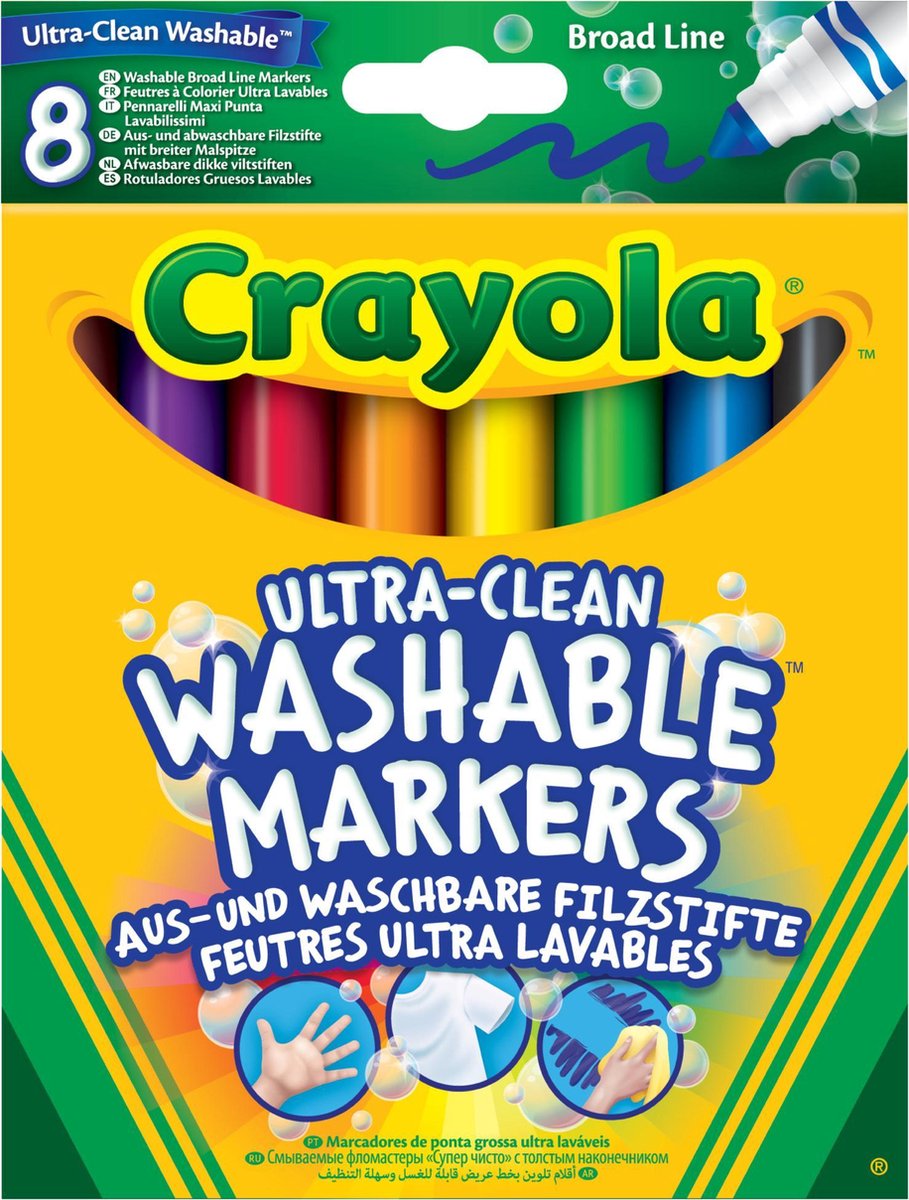 Crayola - ultra-clean - viltstiften - voor kinderen - 8 stuks