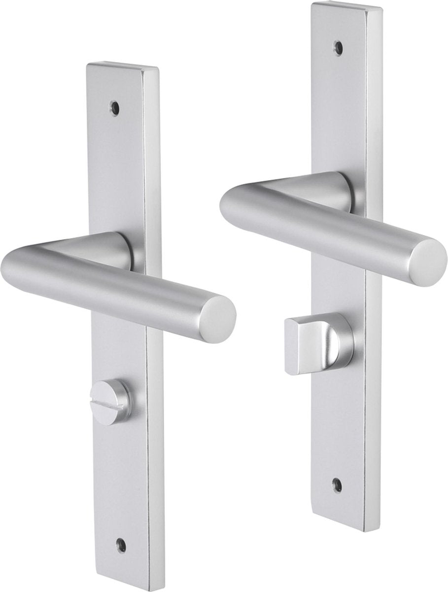 Impresso deurkruk - london - voor binnen - vierkant deurschild met schroeven en toiletsluiting - aluminium - 2 stuks