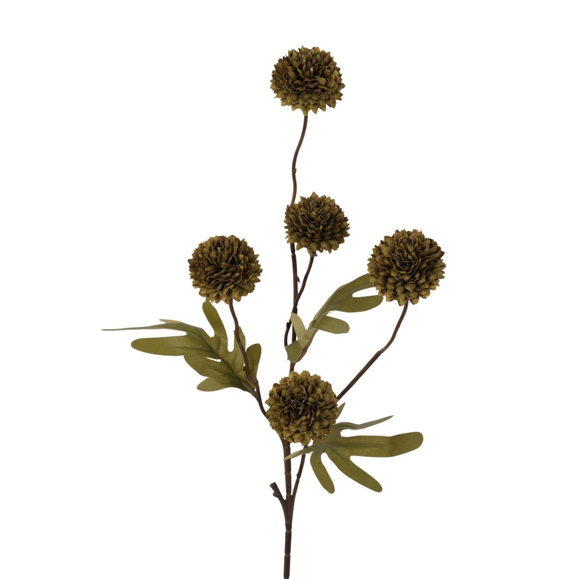 Roberts collection kunstbloem pompom tak 52cm dark green