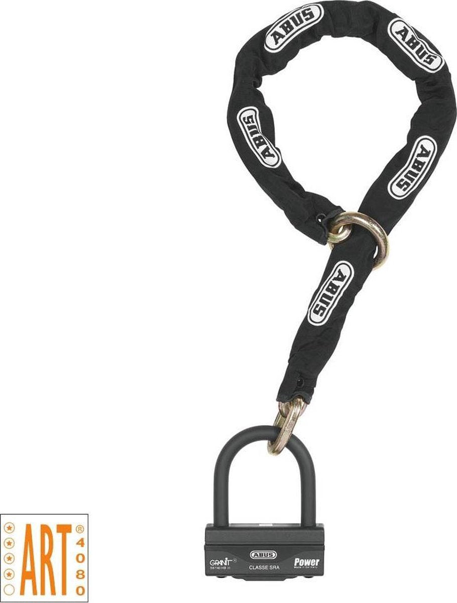Abus motorslot kettingslot-schijfremslot-combinatie - granit™ 58 12ks black loop - security level 19 - art-4 zwart - 120 cm - geschikt voor motoren