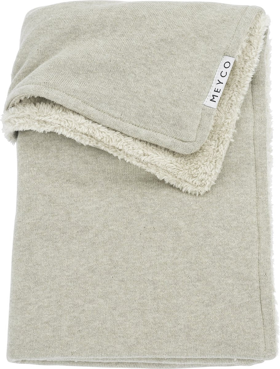 Meyco baby knit basic teddy ledikant deken - sand melange - 100x150cm - 2.0 tog