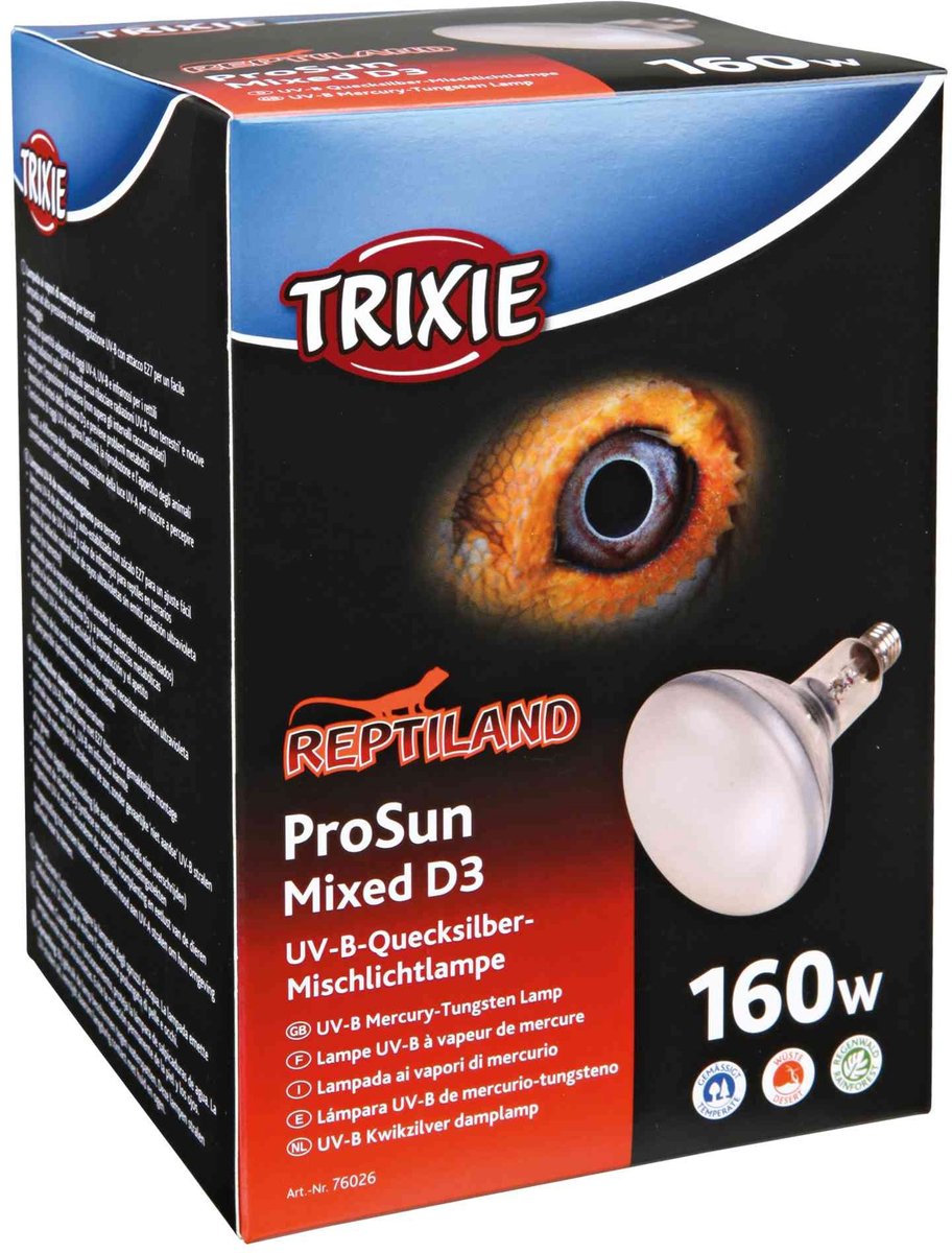 Trixie uvb lamp 160w - zelfstartend, e27 fitting - 11.5x28.5 cm