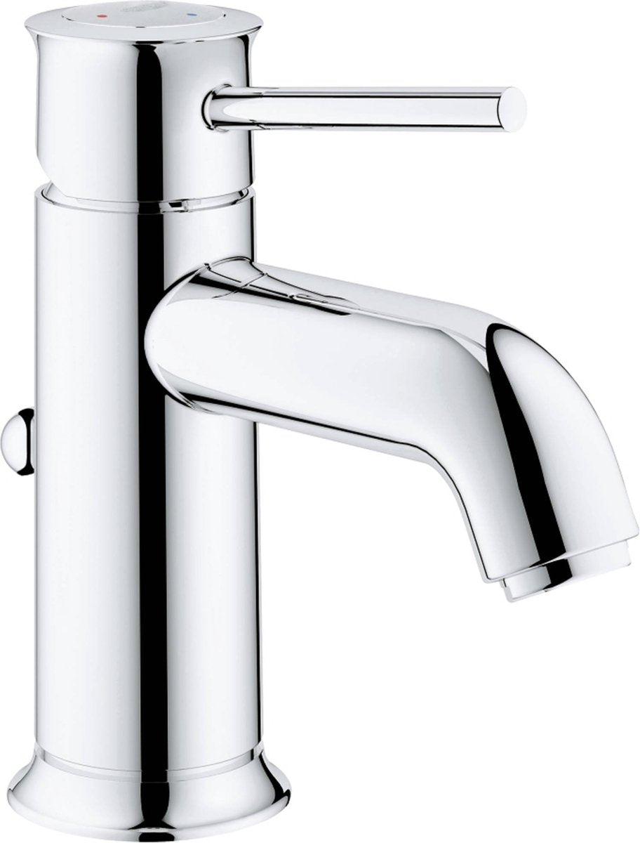 Grohe quickfix start classic wastafelkraan met koude start en trekwaste chroom