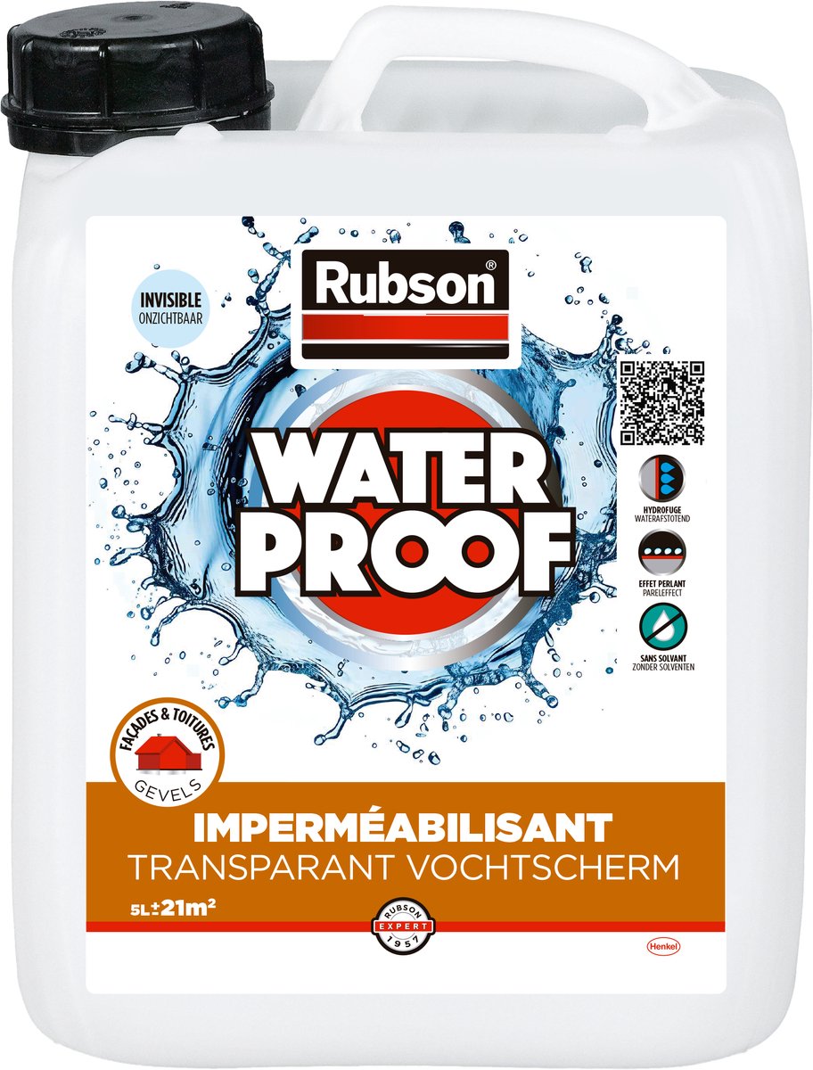 Rubson transparant vochtscherm 5.5 liter | vochtwerende coating buitenmuur gevel dak impregneren