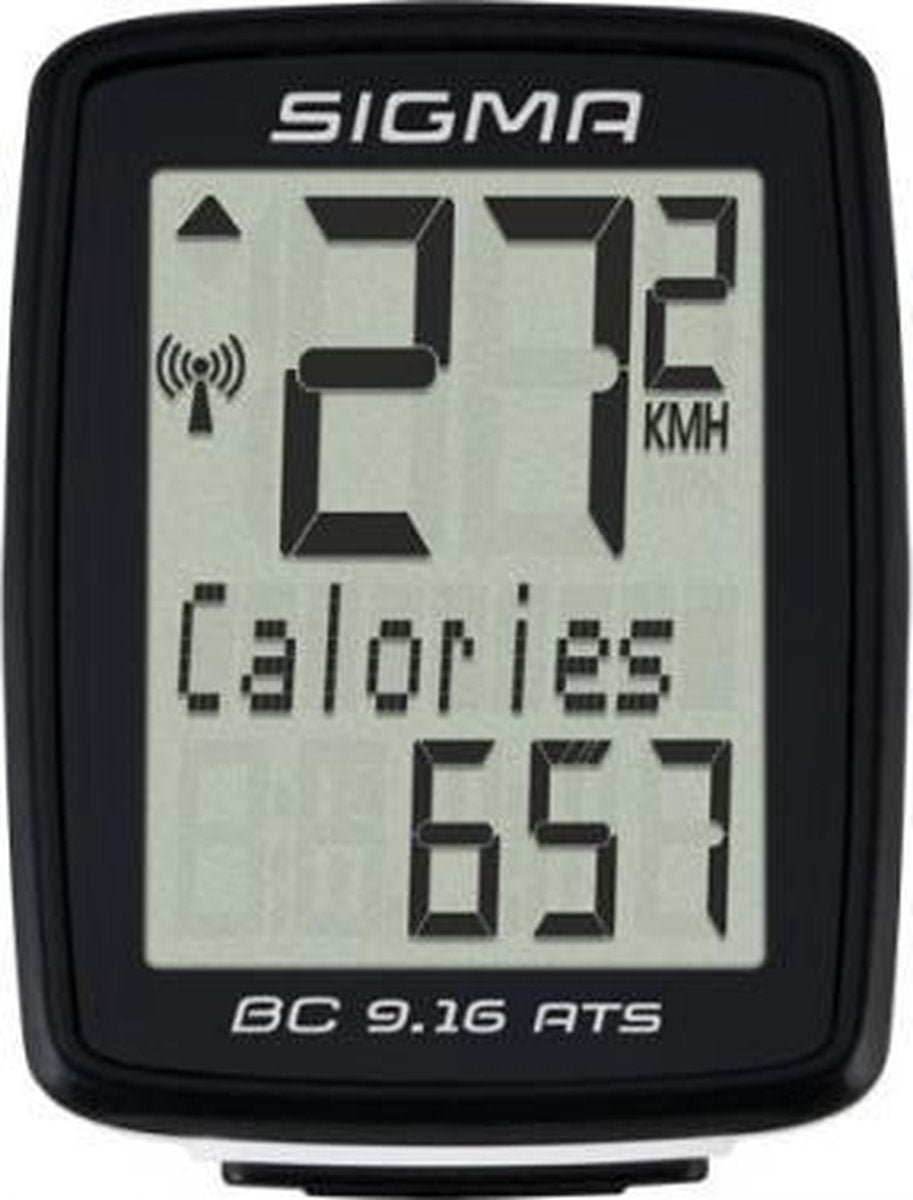 Sigma bc 9.16 ats fietscomputer - 9 functies - draadloos - zwart dmg