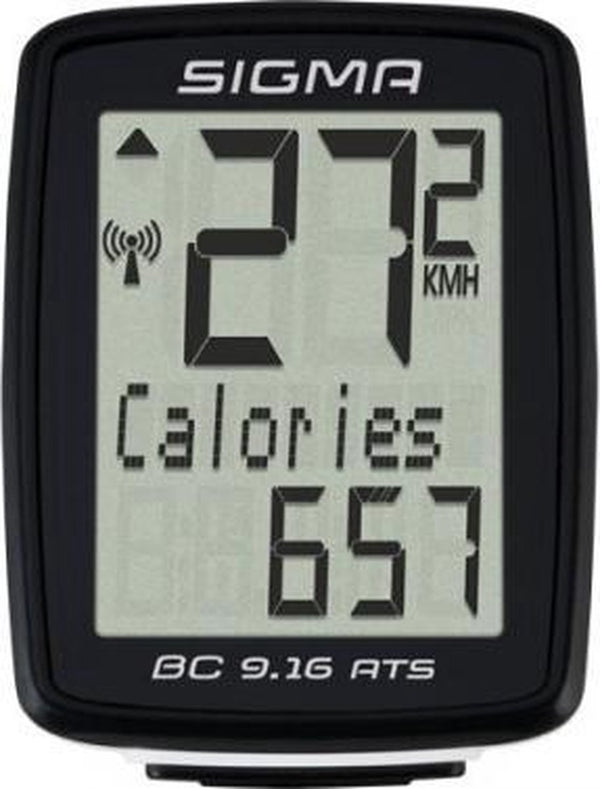 Sigma bc 9.16 ats fietscomputer - 9 functies - draadloos - zwart dmg