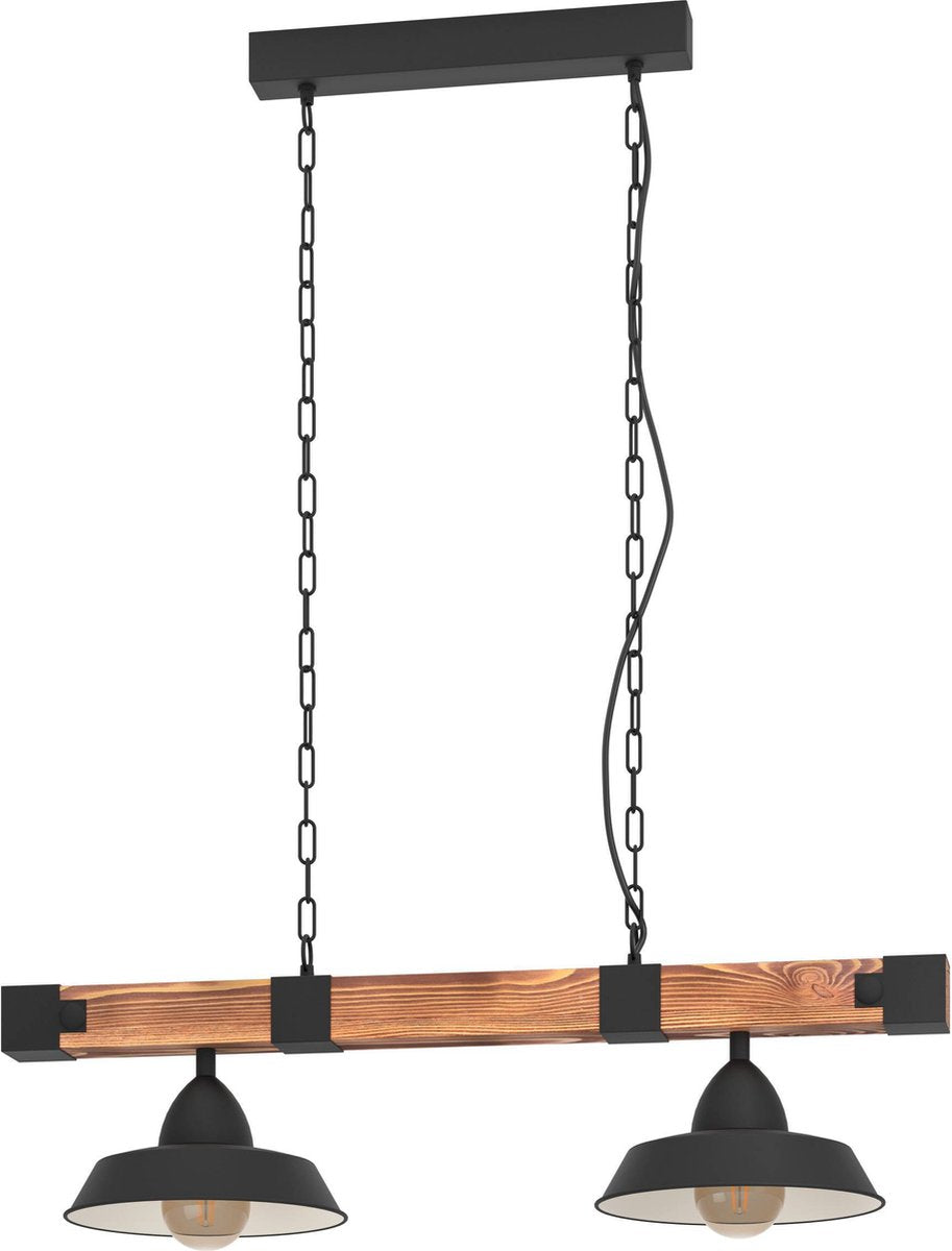 Eglo oldbury hanglamp - e27 - 86 cm - zwart bruin landelijk - fsc hout