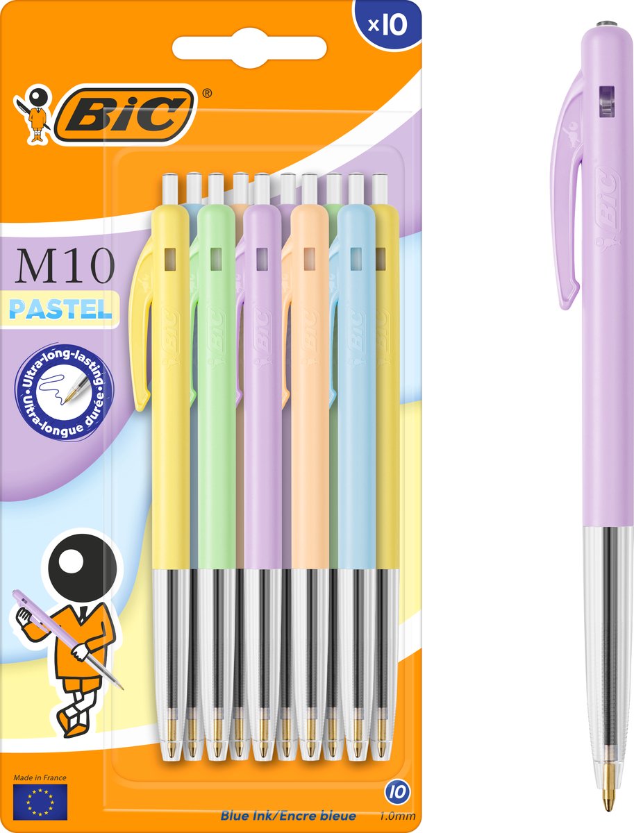 Bic - balpen - m10 pastel - 10 stuks - blauwe inkt