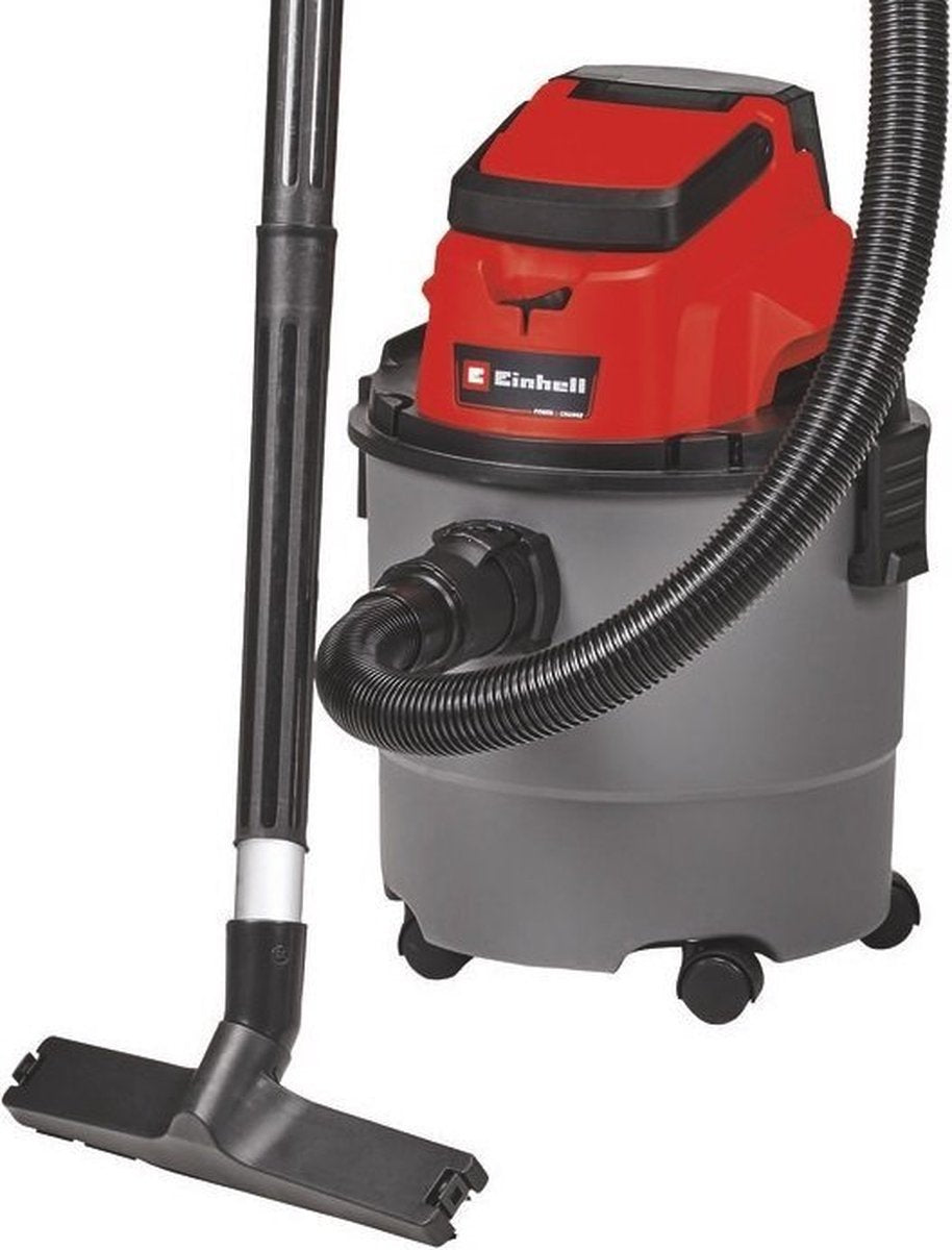 Einhell accu nat- droogzuiger tc-vc 18 15 li solo - power x-change - 18 v li-ion - 15 l - 80 mbar - slanglengte -diameter: 1.5 m 36 mm - 72 db - blaasfunctie - incl. 10-delige accessoireset - excl. accu en lader