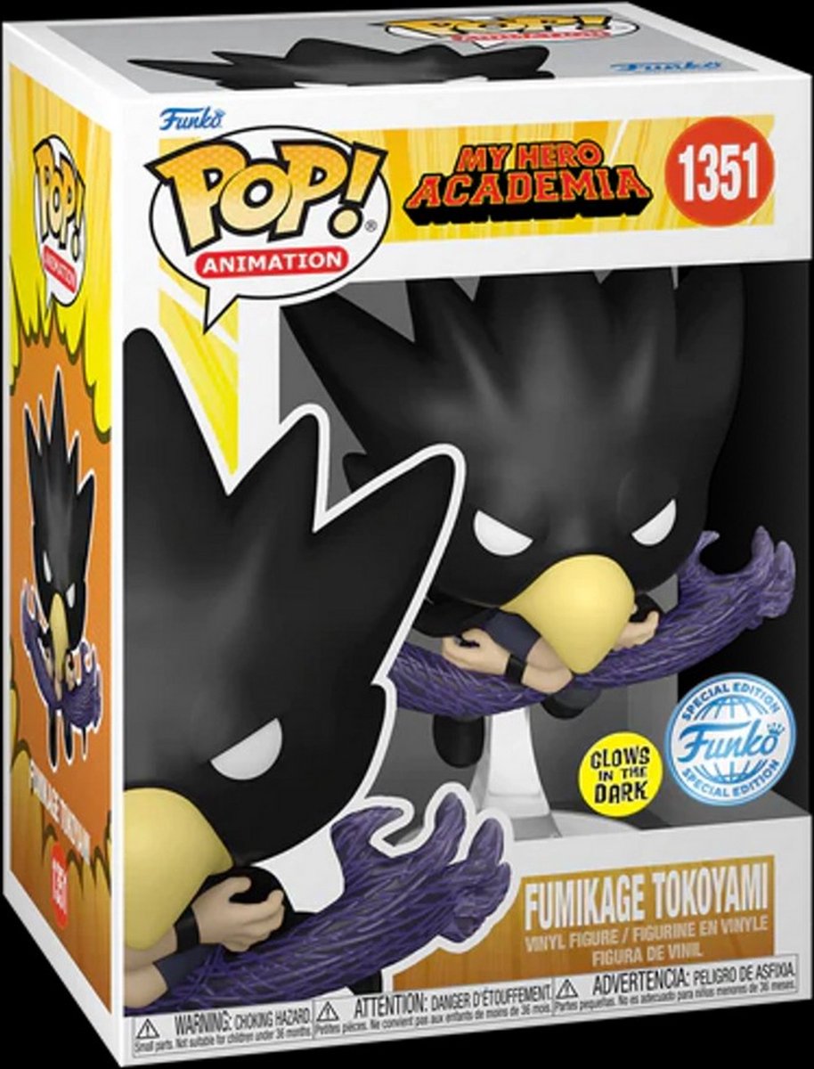Funko pop! my hero academia: season 5 - fumikage tokoyami #1351 glow in the dark exclusive
