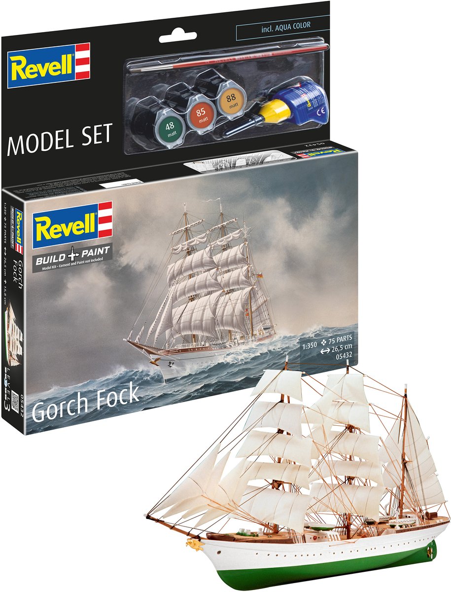 Revell modelbouwpakket schepen - 65432 gorch fock ship - model set plastic - 1:350 - modelbouw