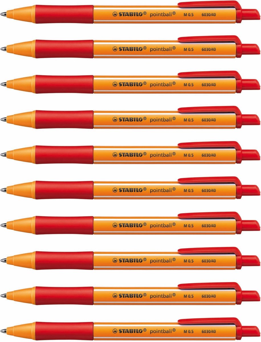 Stabilo pointball - balpen - navulbaar - rood - doos met 10 stuks