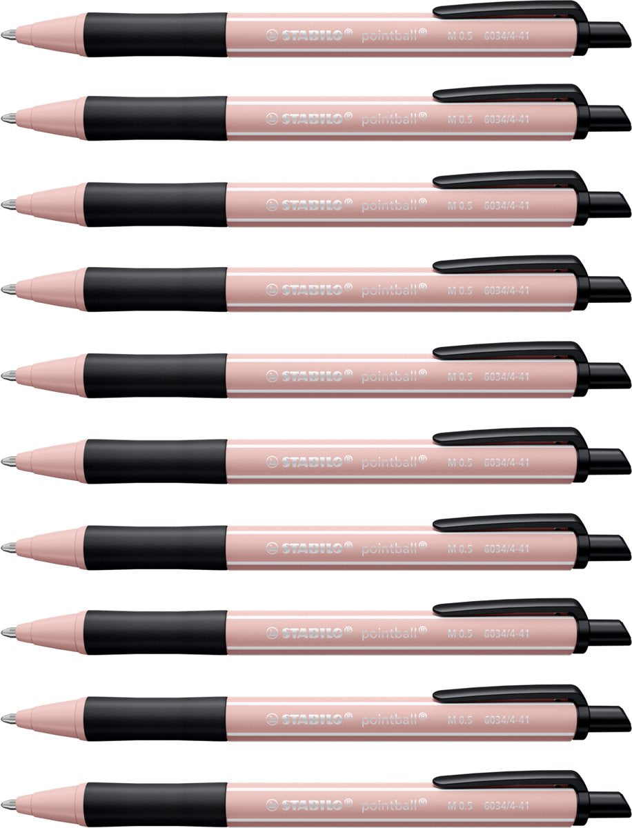 Stabilo pointball - balpen - naturecolors wildflower - navulbaar - zachtroze - doos 10 stuks