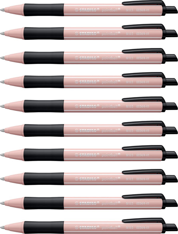 Stabilo pointball - balpen - naturecolors wildflower - navulbaar - zachtroze - doos 10 stuks