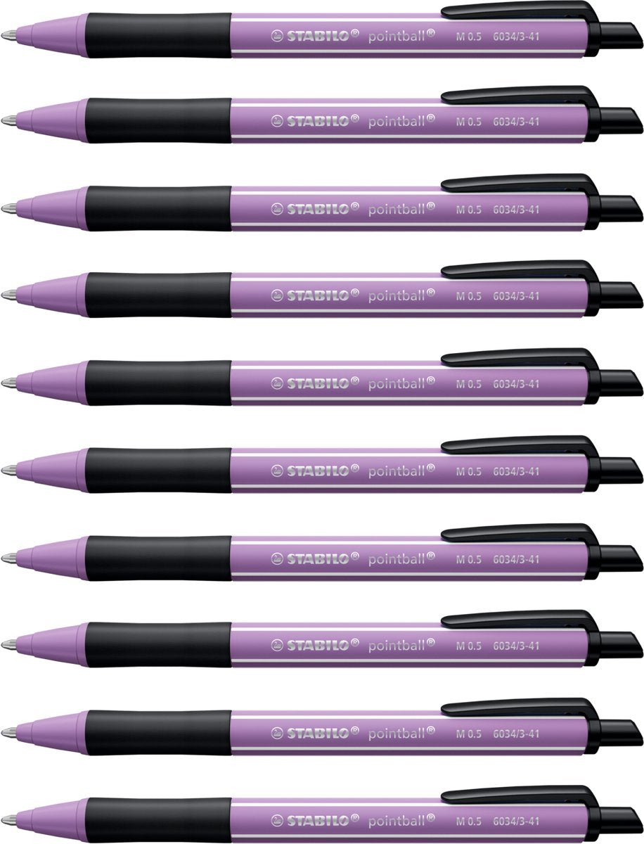 Stabilo pointball - balpen - naturecolors wildflower - navulbaar - grijs violet - doos 10 stuks