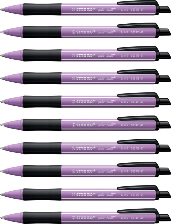 Stabilo pointball - balpen - naturecolors wildflower - navulbaar - grijs violet - doos 10 stuks