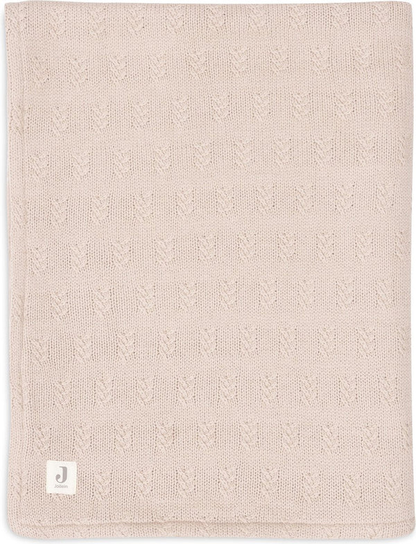Jollein - deken ledikant 100x150cm - dekentje baby - grain knit - wild rose velour