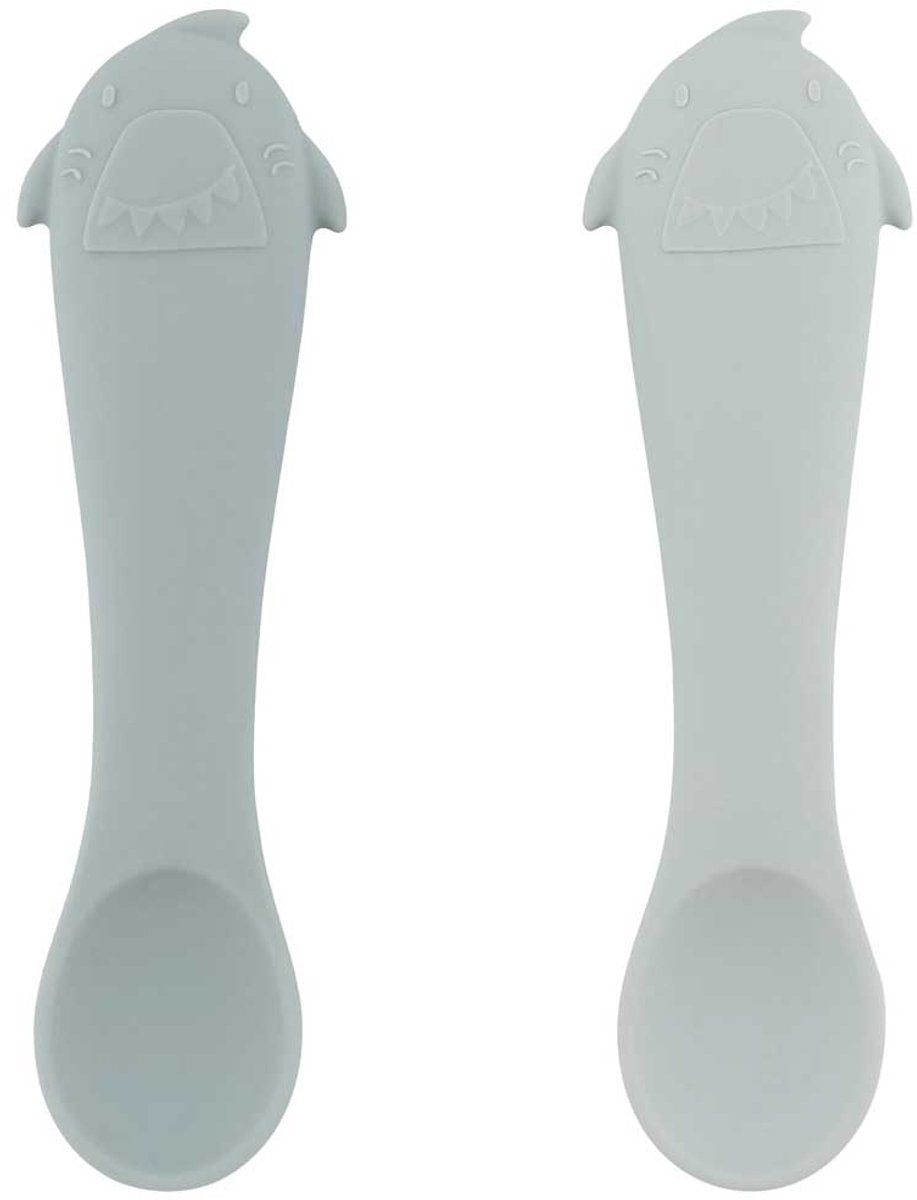 Trixie | eerste babylepels 2-pack – mr. shark – zachte siliconen – gemakkelijk vast te pakken – 4m+