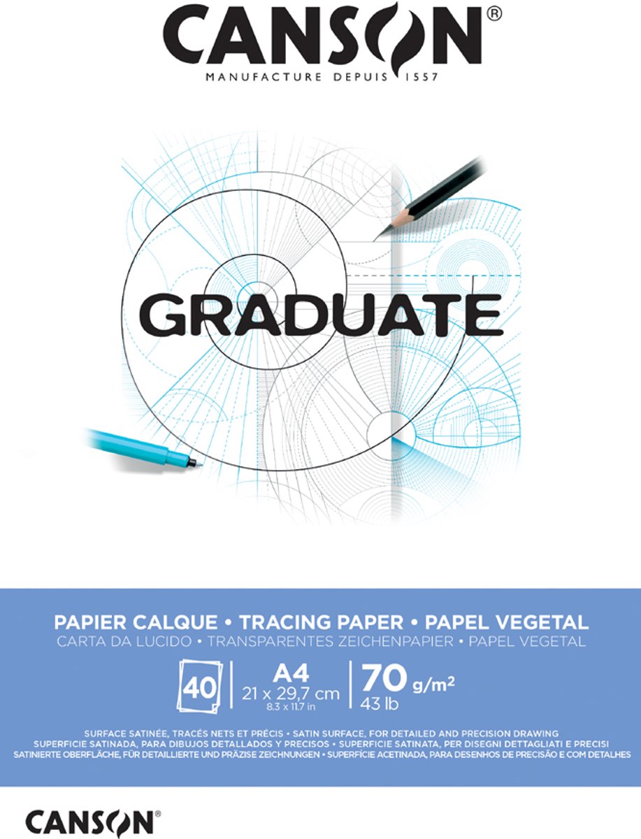 Canson transparantpapier blok a4 70 g m² - 40 vel
