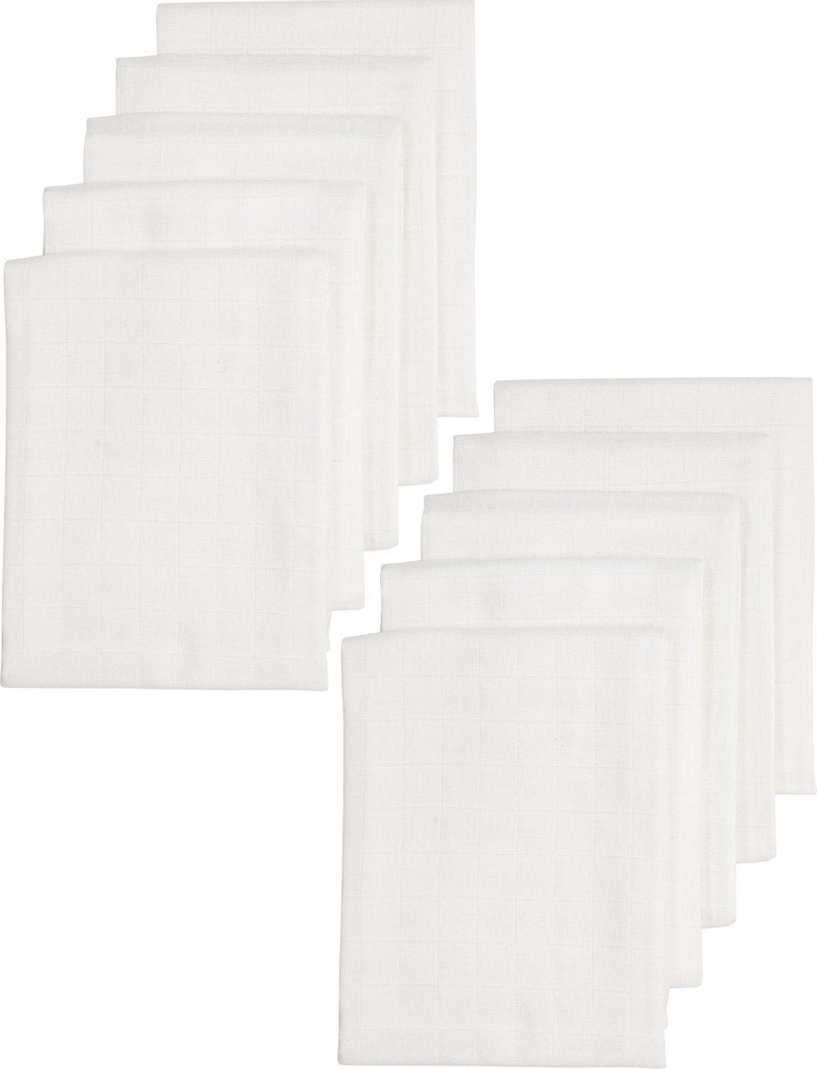 Meyco baby uni hydrofiele doeken - 10-pack - biologisch - white - 80x80 cm
