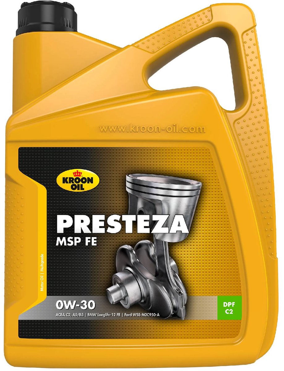 Kroon-oil presteza msp - longlife-12 fe - 5 liter - vol-synthetisch 0w-30