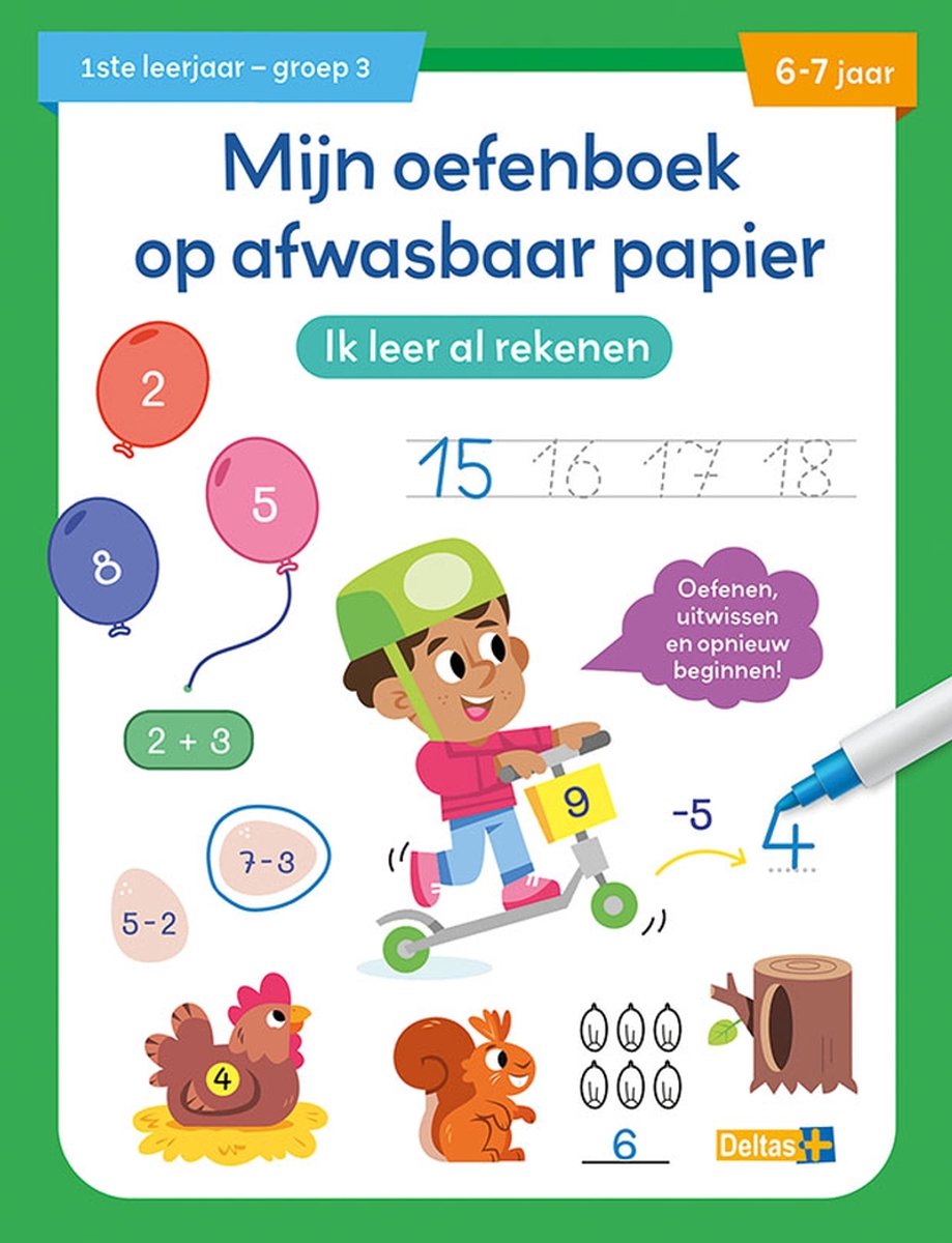 Deltas oefenboek afwasbaar papier ik leer al rekenen (6-7 j.)
