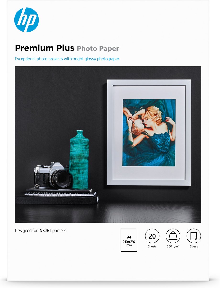 Hp premium plus glanzend fotopapier - 20 vel a4