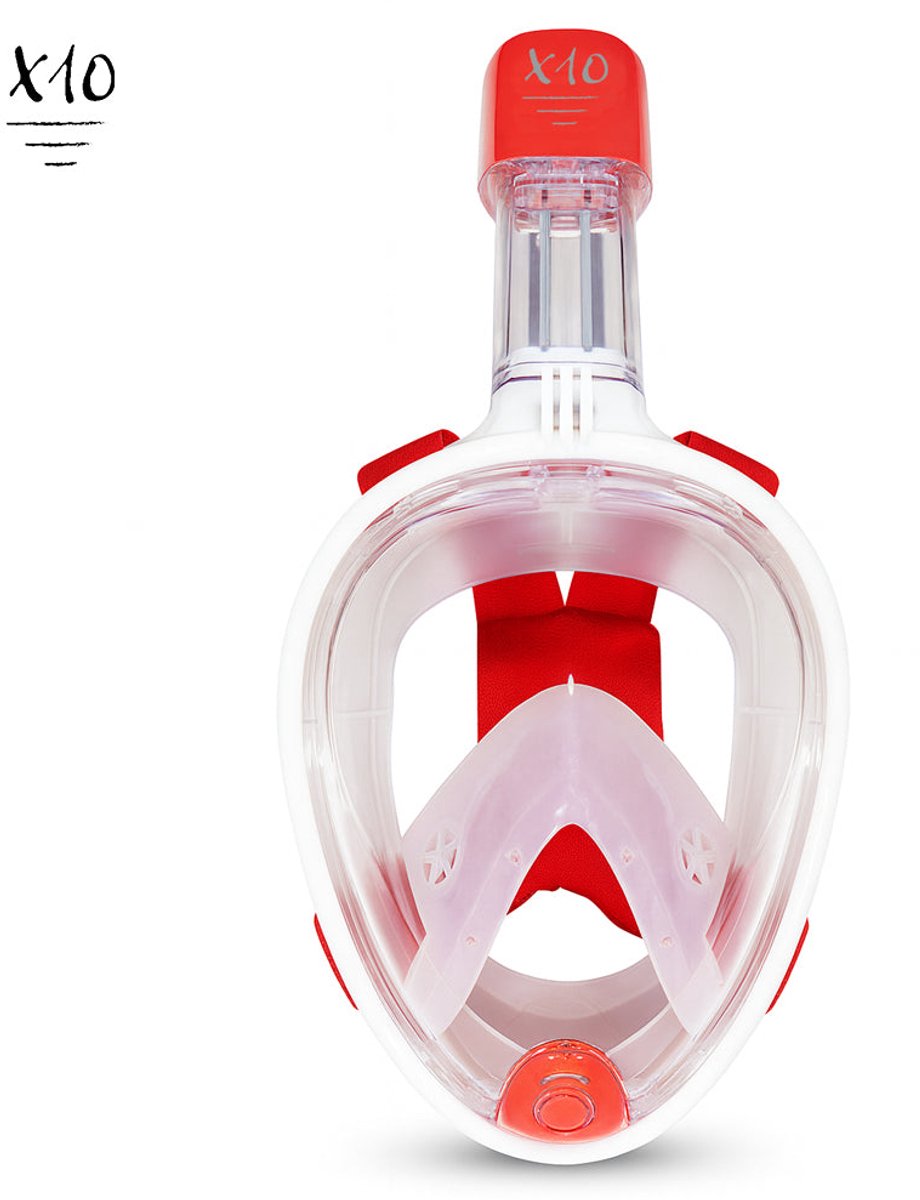 X10 snorkelmasker - duikbril - snorkel - snorkelset - full face masker - volwassenen - coral - s m