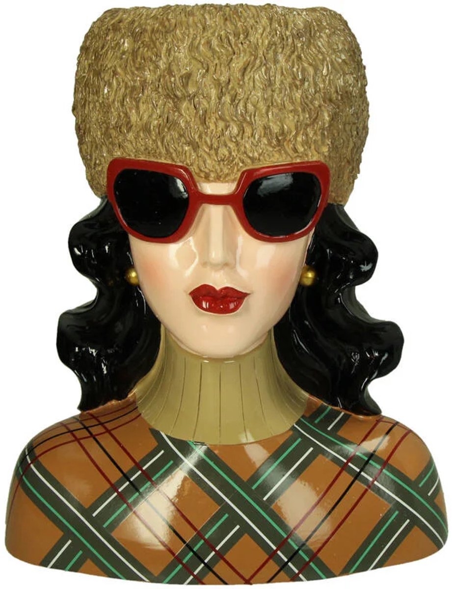 Hd collection vaas fashion lady bontmuts - polyresin multi 24x16x28.5cm