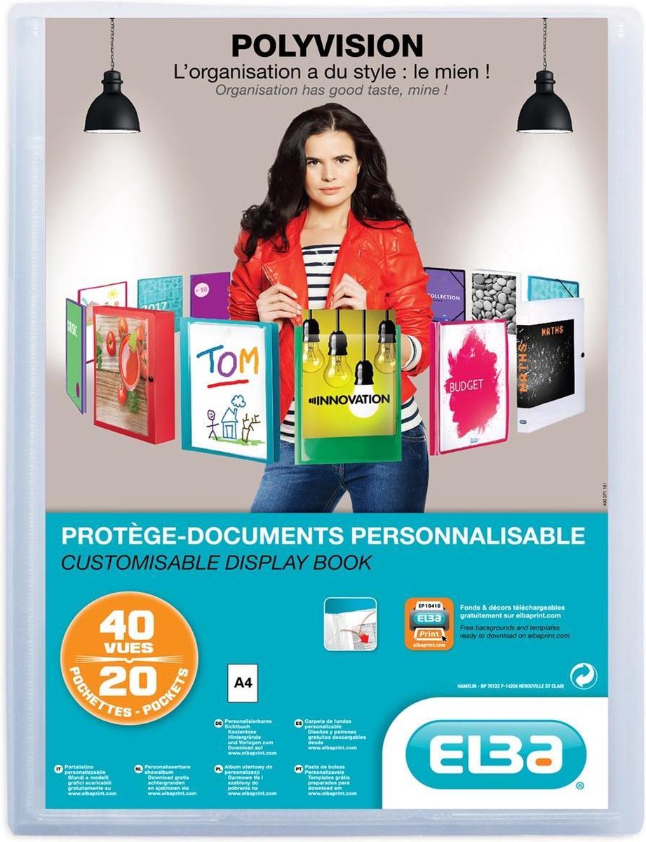 Elba polyvision showalbum, a4, 20 tassen, transparant