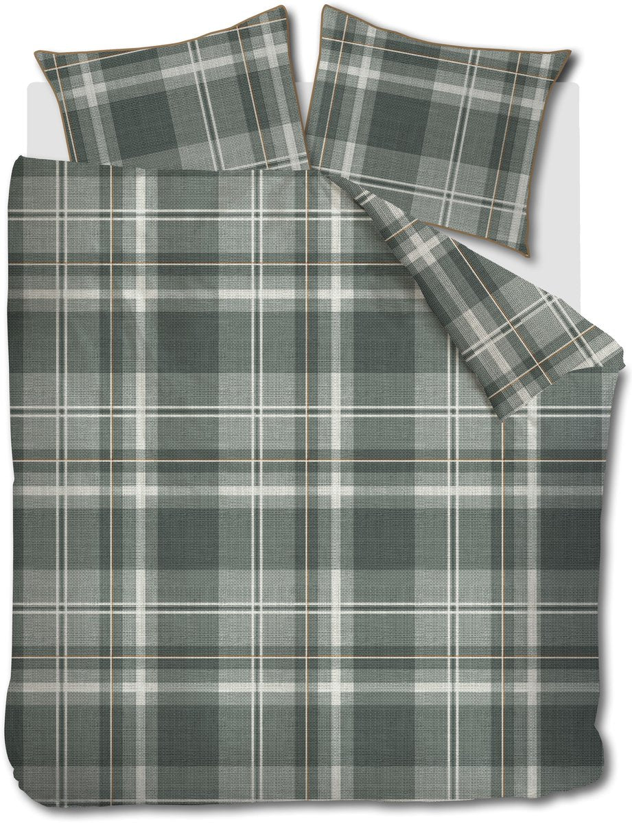 Riviera maison rivièra maison tartan check dekbedovertrek - lits-jumeaux - 240 x 200 220 cm - groen