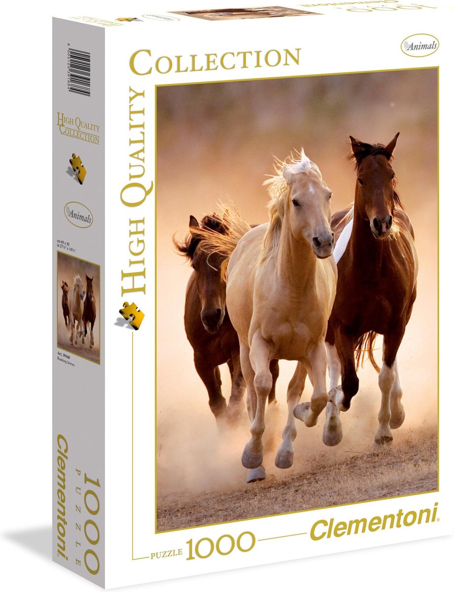 Clementoni - puzzel - 1000 stukjes - rennende paarden - puzzel voor volwassenen - high quality collection