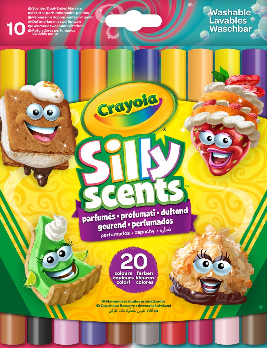 Crayola - silly scents - viltstiften - 10 geurstiften dubbele maxi-punt - 20 kleuren - voor kinderen