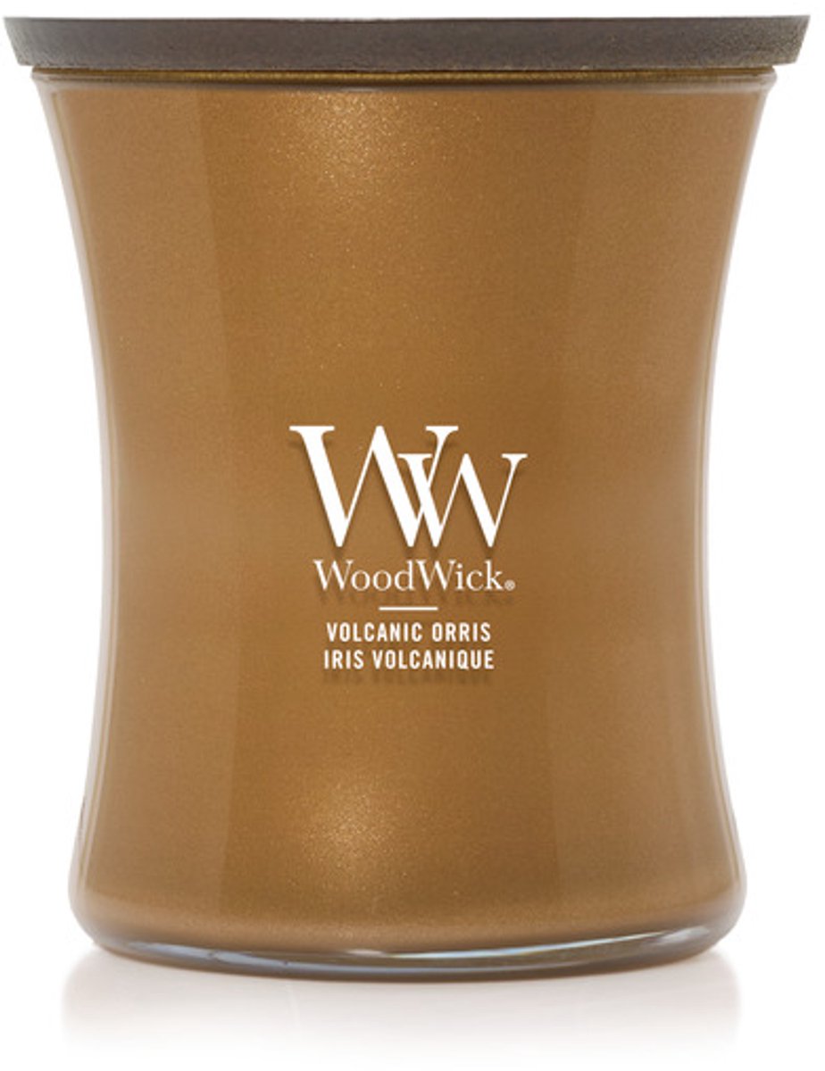 Woodwick - precious metals - volcanic orris - medium geurkaars - brons