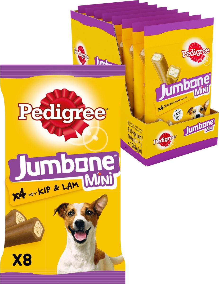 Pedigree hondensnacks - jumbone mini - kip lam - 8x4 stuks
