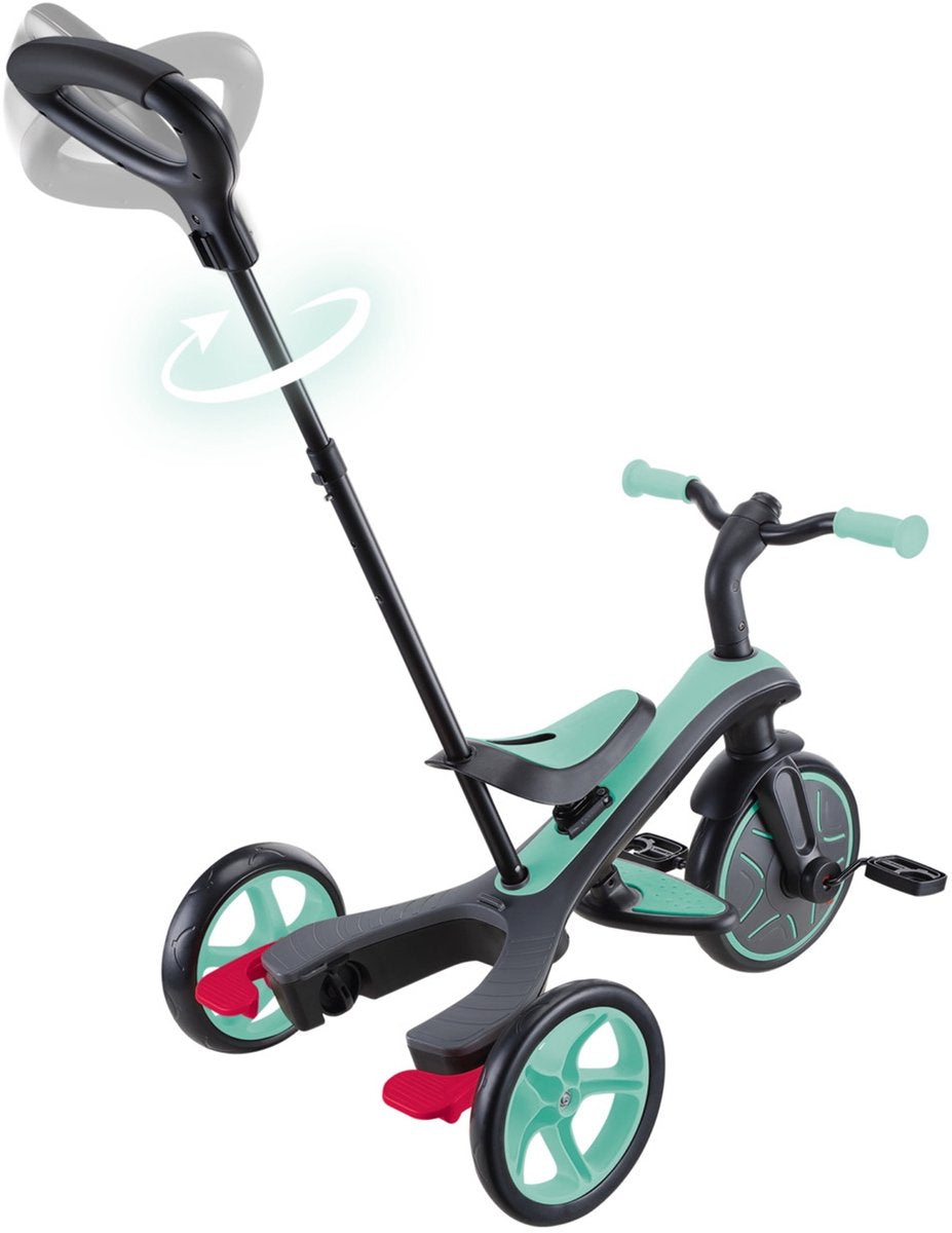 Globber driewieler - trike 4 in 1 in mint - munt - 4in1 converteerbaar - met duwstang - vanaf 10 maanden tot 5 jaar