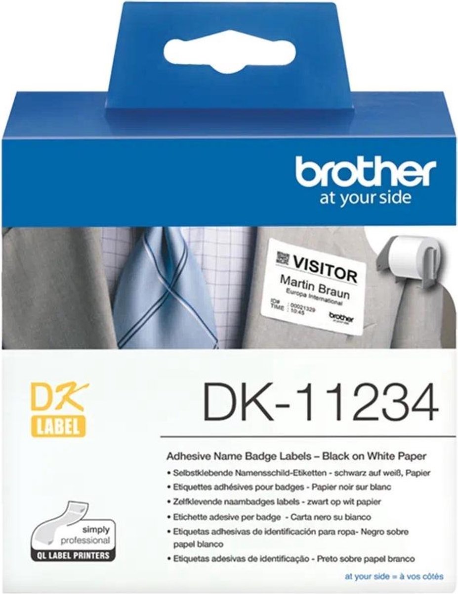 Brother dk11234 - papier - selbstklebend - schwarz auf weiß - 60 x 86 mm 260 etikett(en) (1 rolle(n) x 260) gestanzte etiketten - für ql-1100, ql-1110nwb, ql-600b, ql-600g, ql-600r, ql-800, ql-810w, ql-820nwb