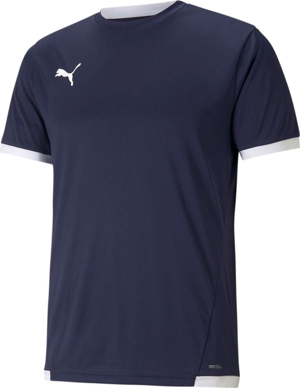 Puma teamliga jersey jr unisex sportshirt - peacoat- white 128