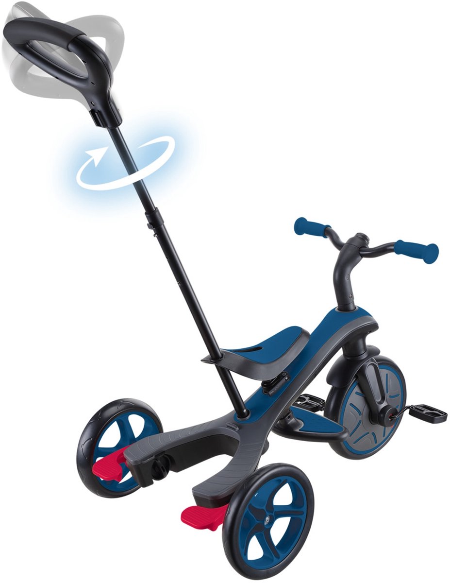 Globber driewieler - trike 4 in 1 in blue - blauw - 4in1 converteerbaar - met duwstang - vanaf 10 maanden tot 5 jaar