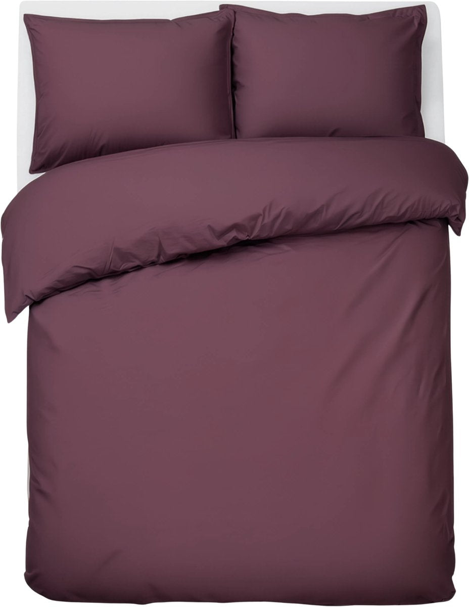 Hush. living hush living - dekbedovertrek 100% katoen - 144tc - soepel en ademend - 240x220+20cm - 2 x 60x70cm kussenslopen - met bevestigingslusjes - bordeaux