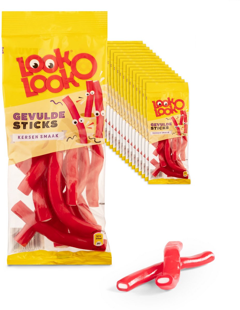 Look o look look-o-look gevulde kersen sticks (15x 115g)