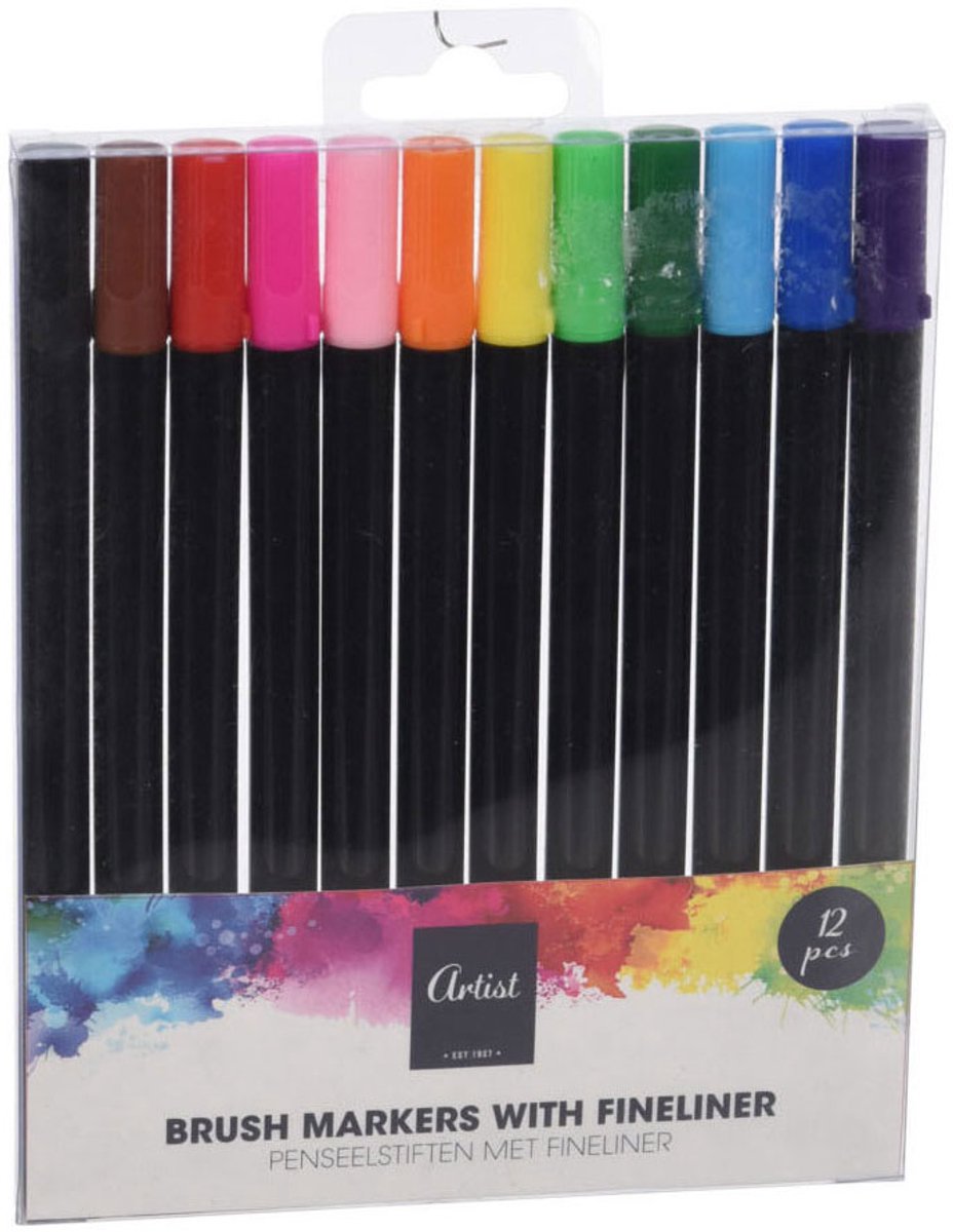 Penseelpen met fineliner set