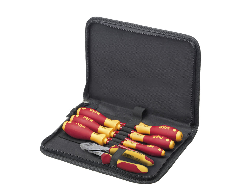 Wiha gereedschapset elektricien gereedschapsset (rood geel, 7-delig in gereedschapetui)