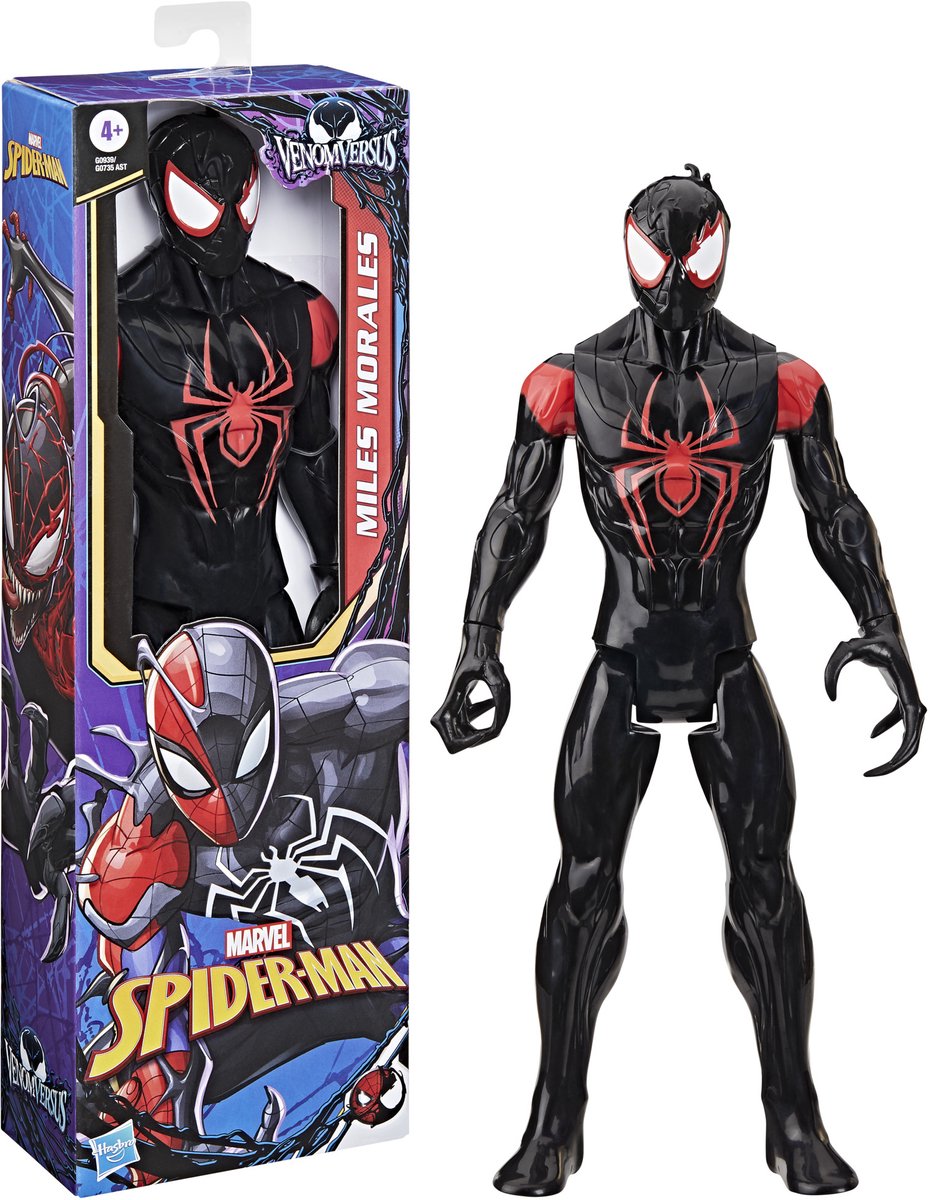 Marvel spider-man venomversus titan hero series miles morales, actiefiguur van 30 cm, 4+