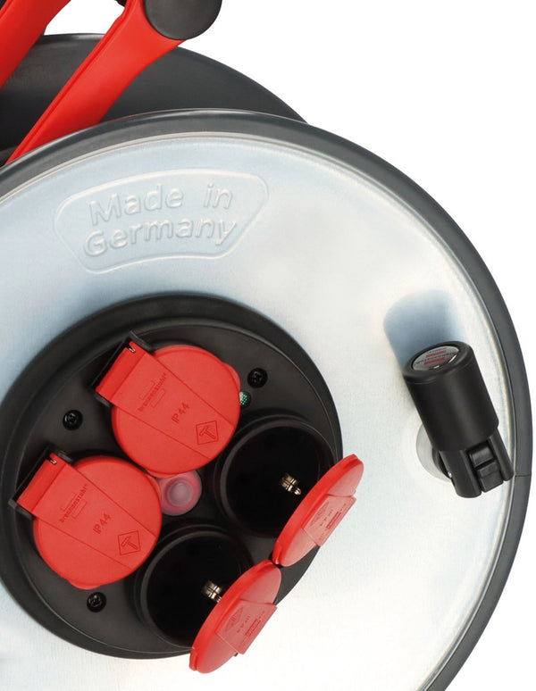 Brennenstuhl bouwkabelhaspel 4-voudig h07bq-f 3 x 1.5mm staal ip44 50 meter - rood 9191500210