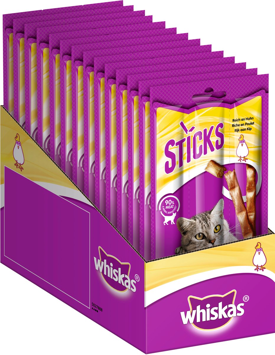 Whiskas kattensnacks - sticks kip - 14x6 stuks