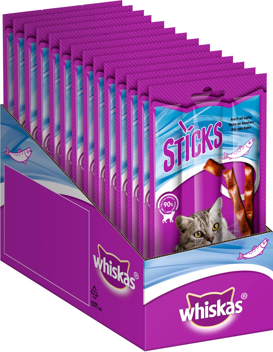 Whiskas kattensnacks - sticks zalm - 14x6 stuks
