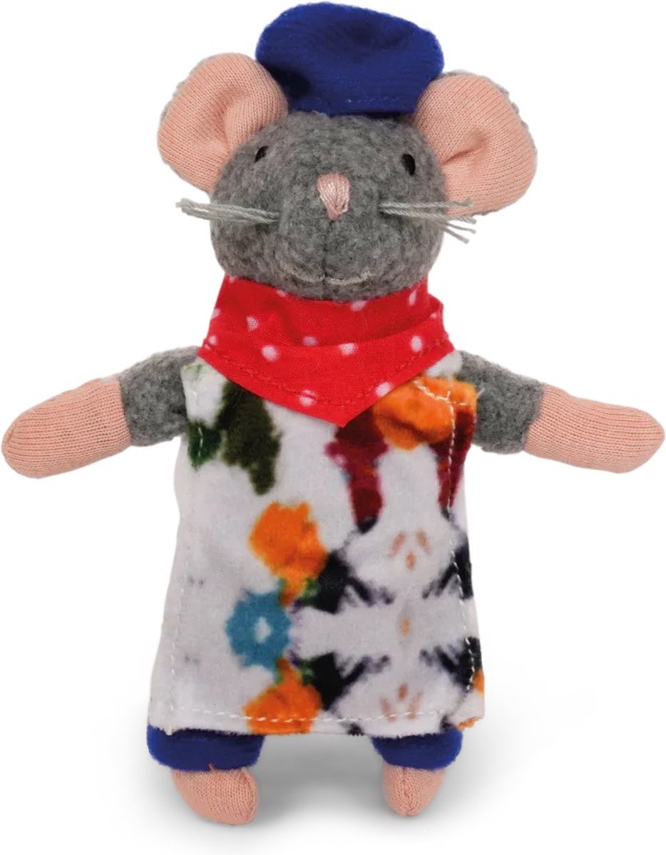 Het muizenhuis knuffelmuis kunstenaar - pop schilder 12 cm speelgoed.